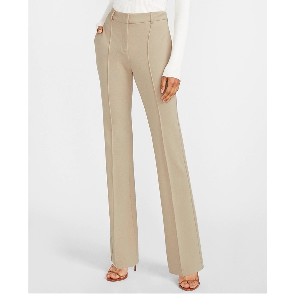 Express High Rise Microflare Pin Tuck Pants